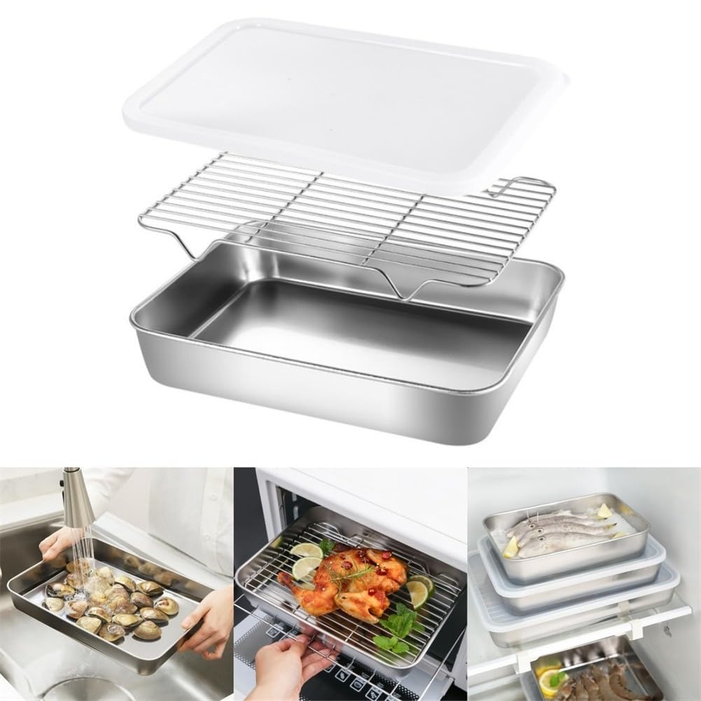 Backblech-Set mit Kühlgitter – langlebiges Edelstahl-Backgeschirr für das Backen zu Hause, einfache Reinigung, ideal für Kekse und Gebäck