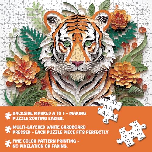Puzzle de 1000 piezas para adultos con diseño floral y gato - QIMWAN miniatura 7