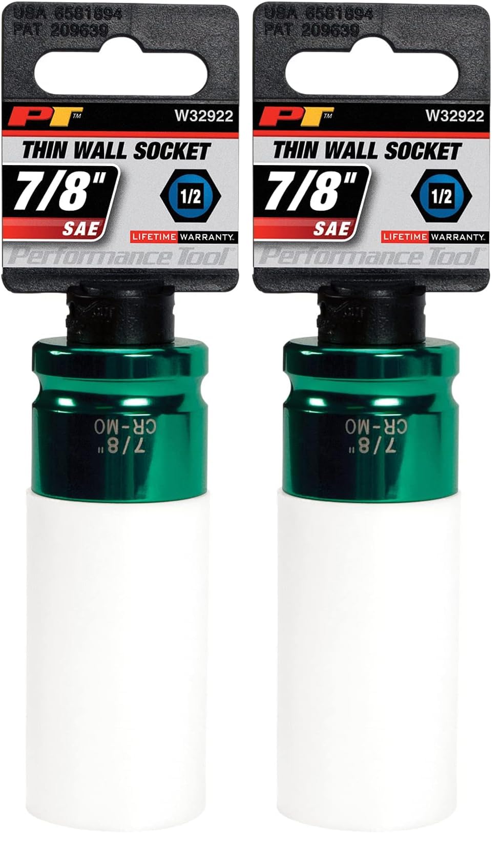 Performance Tool W32922 Performance Tool 1/2-Inch Impact Drive 7/8-Inch Thin Wall Socket, Green (Pack of 2)