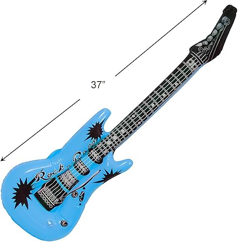 Miniatura 2 de RockStar Dream - Guitarra inflable azul de 37 pulgadas, 1 unidad, diseño premium, material duradero, ideal para diversión de fiesta y accesorios de