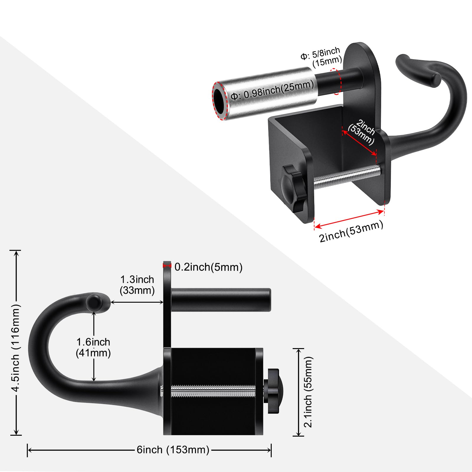 Kipika Anchor pour bandes de résistance compatibles avec un trou de 1,5 cm ou 2,5 cm – Crochets en acier robuste avec coussinets en caoutchouc pour entraînement à domicile, musculation et exercices de