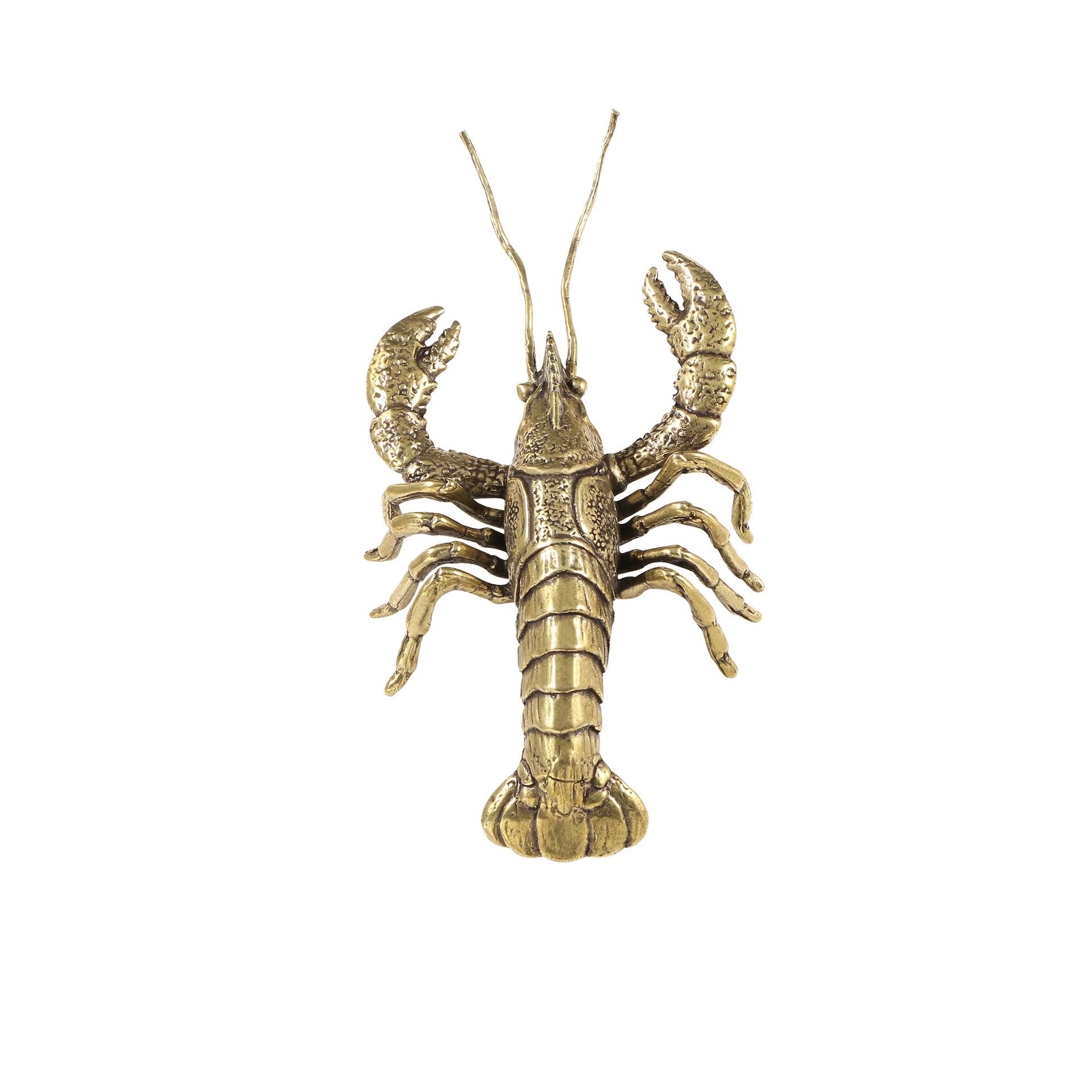 NGDFGR Brass Big Lobster Figurines,Metal Marine Animal Lobster Statue Sculpture Desktop Ornament Home Bonsai Micro Landscape Decor Accessories