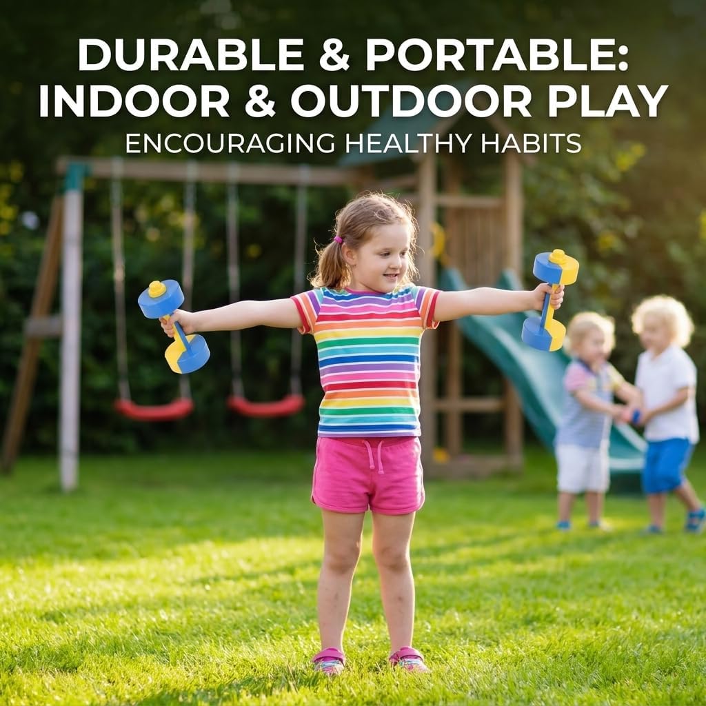 Toddmomy Kids Weight Set - Plastic Dumbbells Adjustable Fill with Sand, Kids Workout Dumbbell Equipment for Pretend Play Lifting, Exercise for Toddlers Boys Girls 3-8