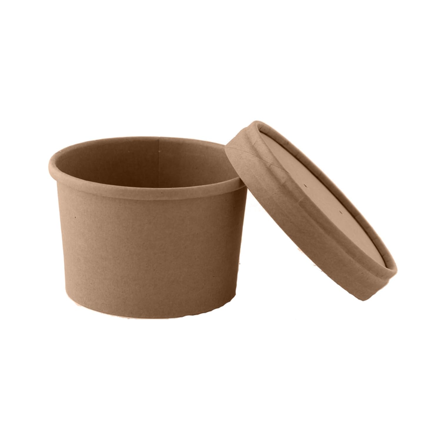 PacknWood 210 SOUP K8 -Brown Paper Cup with Vented Lids - Round Kraft Soup Container Bucket - Kraft Take Out Cup - Recyclable Paper Bowls for Hot & Cold Foods - (8 oz, 3.5" x 2.4") (Case of 500)