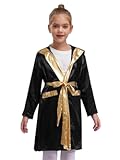 Kids Youth Boys Boxing Robe Costume Long Satin Hooded Hoodies Halloween Boxer Party Fancy Dress Up