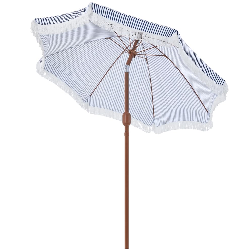 Yaheetech Parasol de Jardin d'extérieur avec Franges, 236/275cm, Parasol Inclinable, Anti-UV/l'eau, avec Canopée Réglable, Manivelle, 8 Baleines, Housse