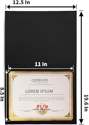 Vista 3 de SUNEE Kit de certificado de 75 piezas, incluye 25 soportes negros para certificados y 25 papeles de certificado de tamaño carta y 25 sellos