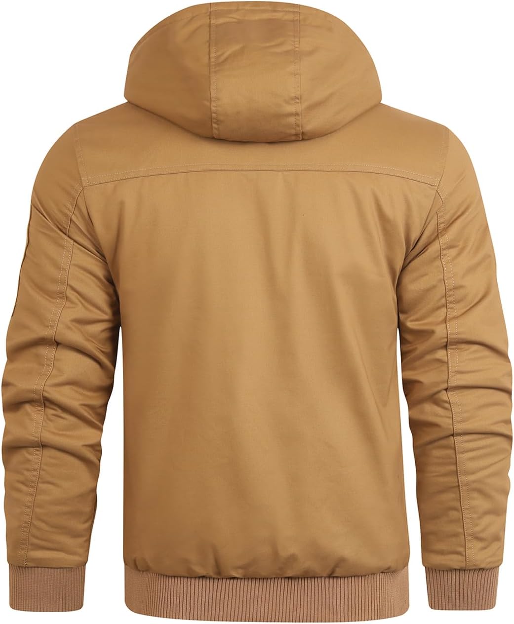 HOOD CREW Men’s Casual Winter Jackets Thick Cotton Warm Fleece Lined Coats Multi Pockets Cargo Work Jacket with Hood - Image 5