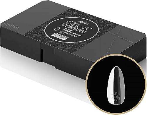 Apres Gel-X® Soft Gel Tip Box | Natural Almond | 500pc Nail Tips, 11 Sizes 00-9, Premium Quality (Natural Almond Extra Short)