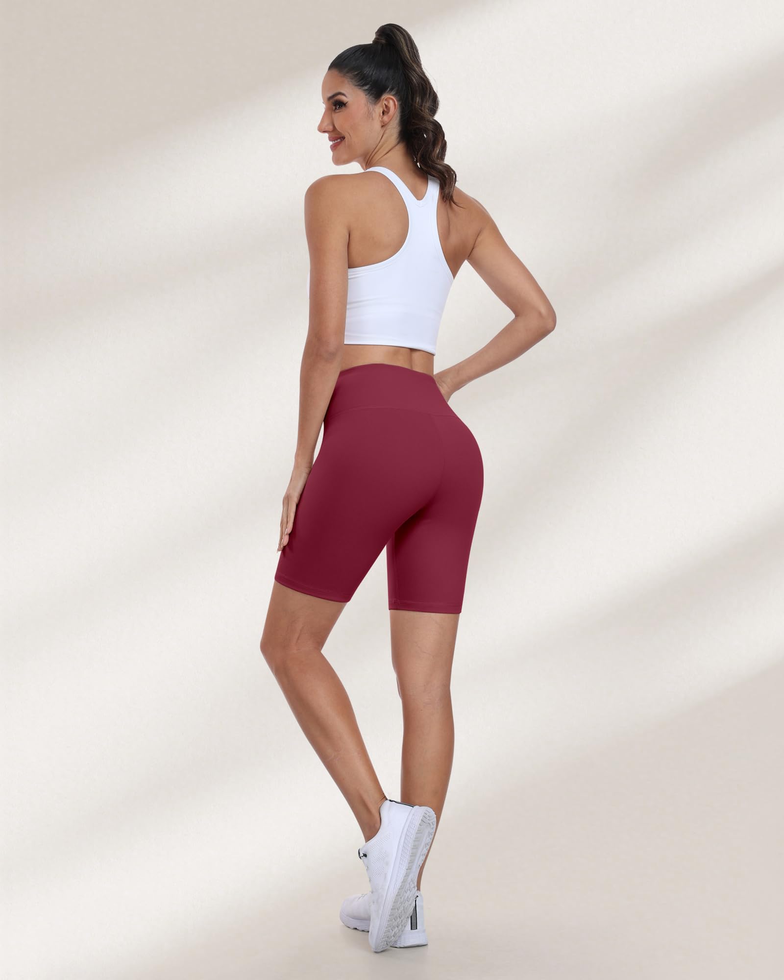 Pantalones cortos de ciclismo para mujer, cintura alta, control de abdomen, suaves, atléticos, gimnasio, yoga — view 4