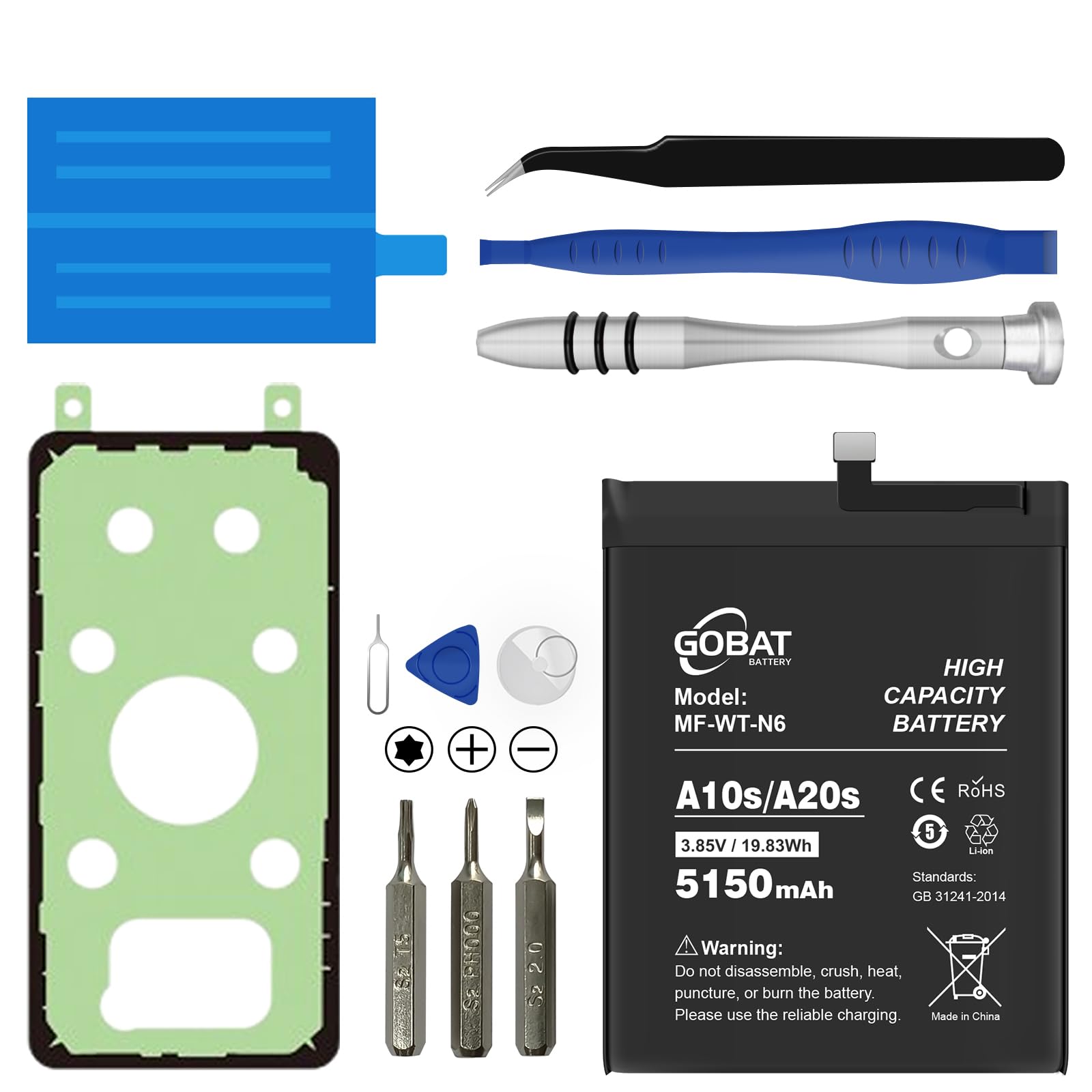 Replacement for Samsung Galaxy A10S/A20S Battery,5150mAh High Capacity Battery fit for Samsung Galaxy A10S Model (SM-A107M SM-A107F/DS SM-A107M/DS) with Repair Tool Kits,MF-WT-N6