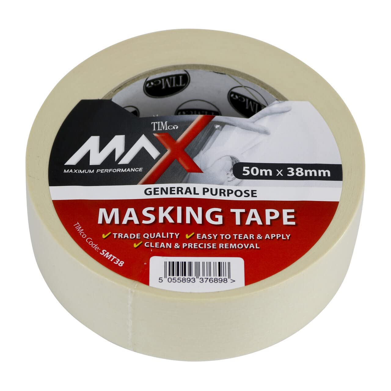 TIMCO Masking Tape Cream 50m x 38mm Pack 1
