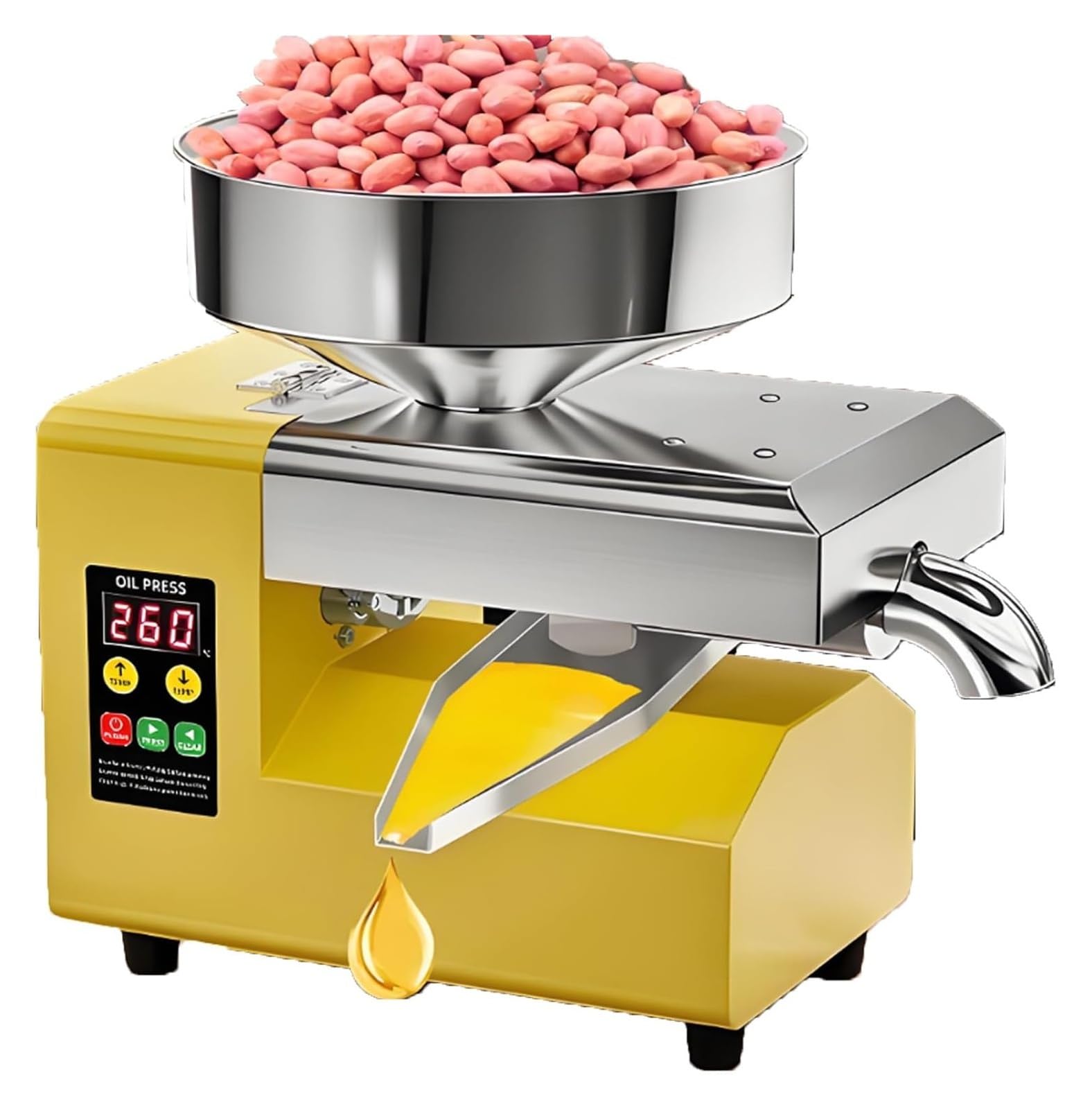 Prensa De Aceite Automática - Expulsor De Aceite Eléctrico De 1100 W En Frío Y Caliente, Alta Temperatura De 300 °C Y Alto Rendimiento para Frutos Secos Y Semillas TypeA