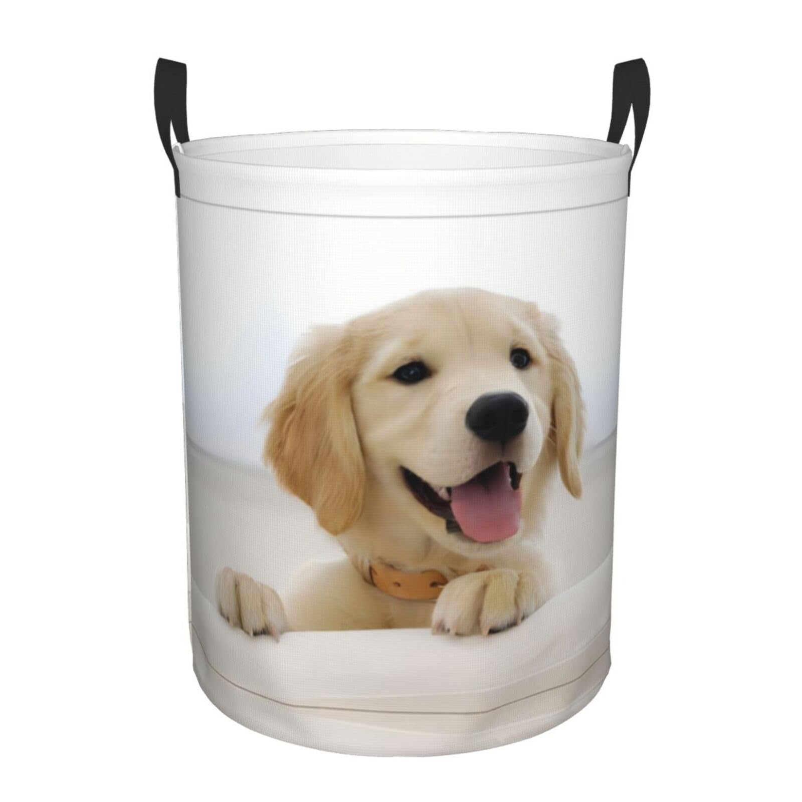S Circular Hamper – Collapsible Golden Retriever Puppies Print Laundry Basket