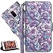 Produktbild HMTECH Galaxy A6 2018 Hülle 3D Bunte Pfau Blumen Flip Standfunktion Karten Slot Magnetverschluß Brieftasche Taschen Schalen Handy Ledercase für Galaxy A6 2018,Peacock Flower