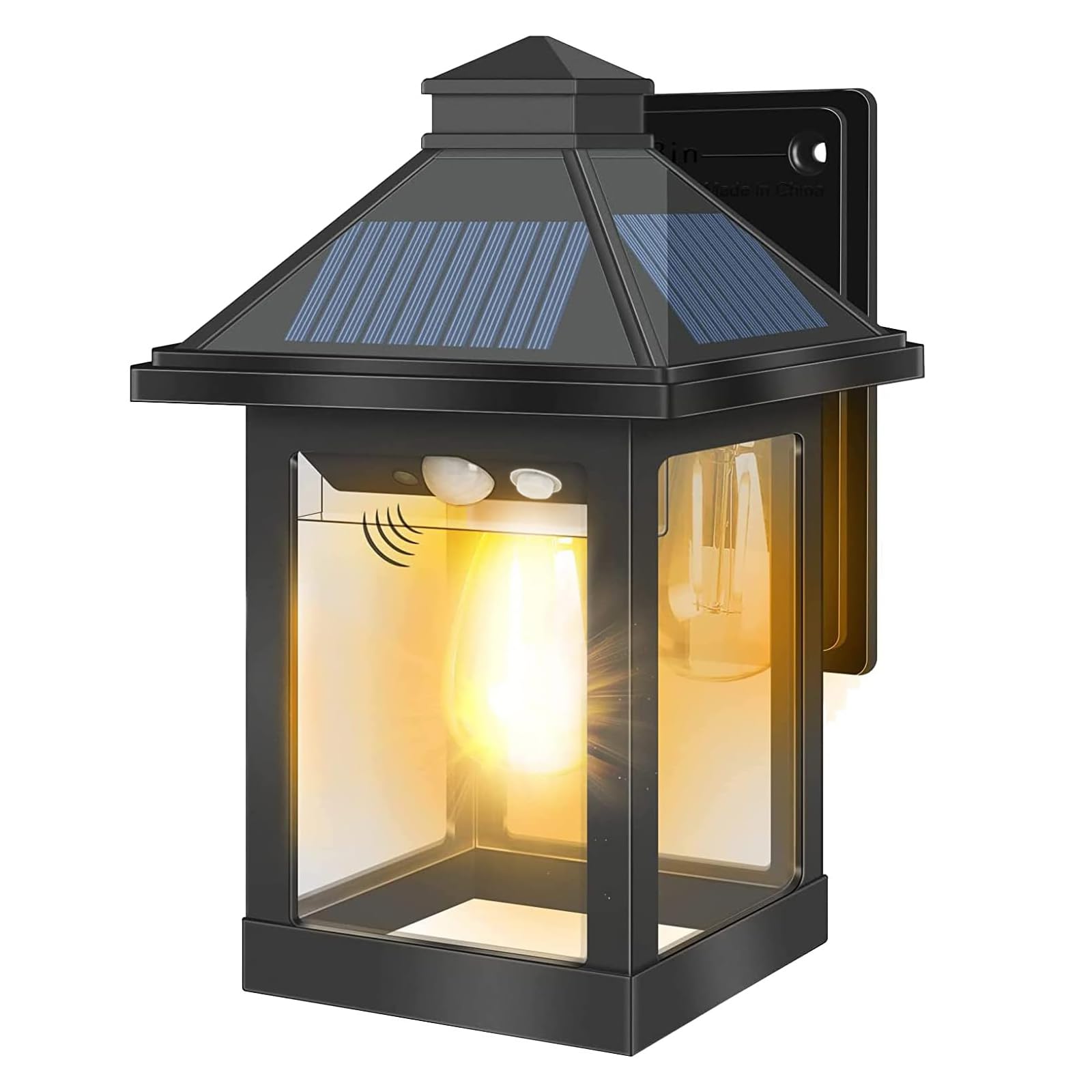 Moman Solar Wall Light Outdoor, Vintage Solar Security Light with Motion Sensor 3 Modes, Solar Powered Lantern IP65 Waterproof for Garden Yard Patio