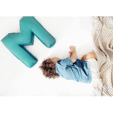 MOMAID Velvet Letter Pillow Soft Initial Throw Cushion Decorative Alphabet Kids Room Nursery Decor Baby Toddler Gift (Green, Letter M)