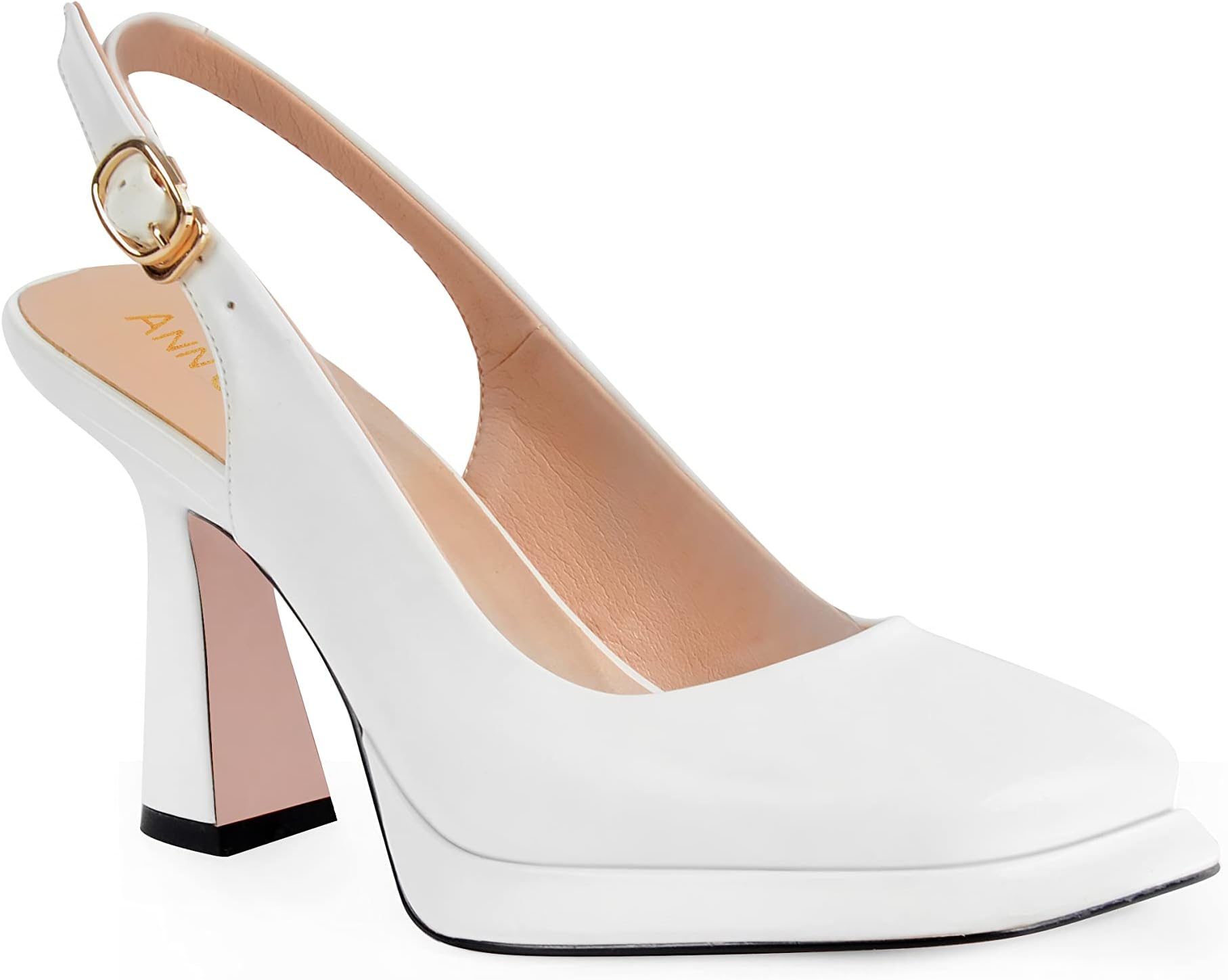 Women's Platform Slingback High Heels Ladies Square Toe Pump Shoes
