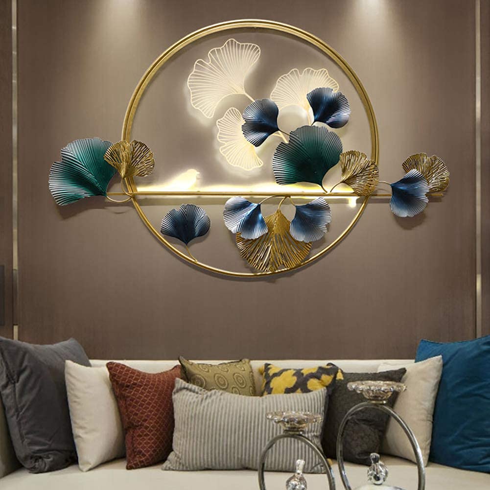 LIUSHI Décoration Murale en métal soudage Manuel Ginkgo biloba Sculpture Murale en Fer Empilage tridimensionnel Art Mural en métal Convient pour la tenture Murale de l'hôtel de la Chambre du Salon