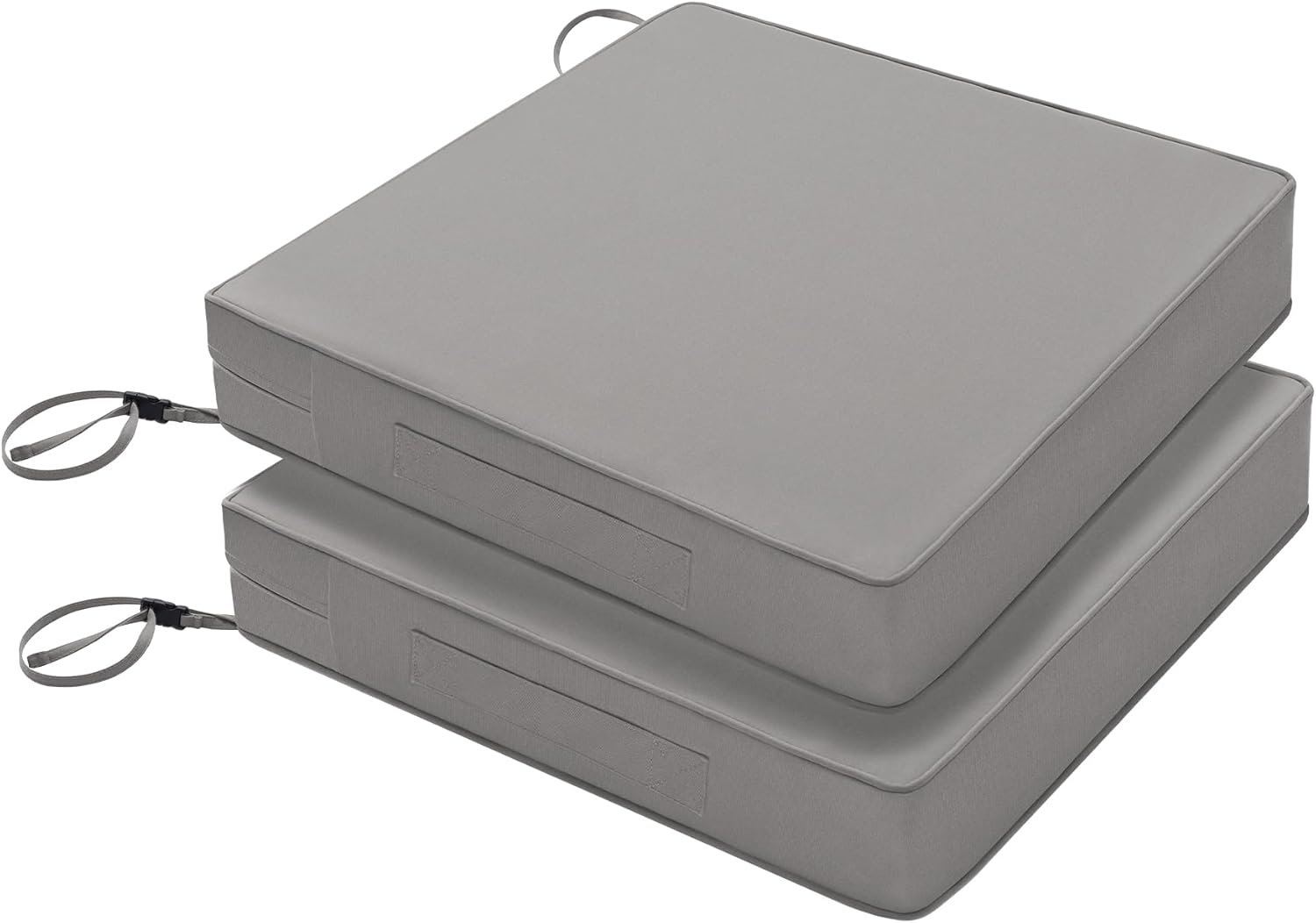 Favoyard Patio Chair Cushions 19 x 19 x 3 Inch Waterproof Outdoor Seat Cushions for Patio Furniture 3-Year Color Fastness Garden Sofa Couch Chair Pads with Handle & Adjustable Straps Set of 2, Grey Grey 19 x 19 x 3 In