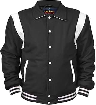 Men's Varsity Jacket Collard Wool Blend Letterman Real Leather