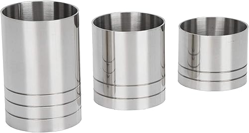 Miniatura 5 de Juego de 3 tazas medidoras de acero inoxidable para cóctel, color plateado (0.8 fl oz+1.2 fl oz+1.7 fl oz)