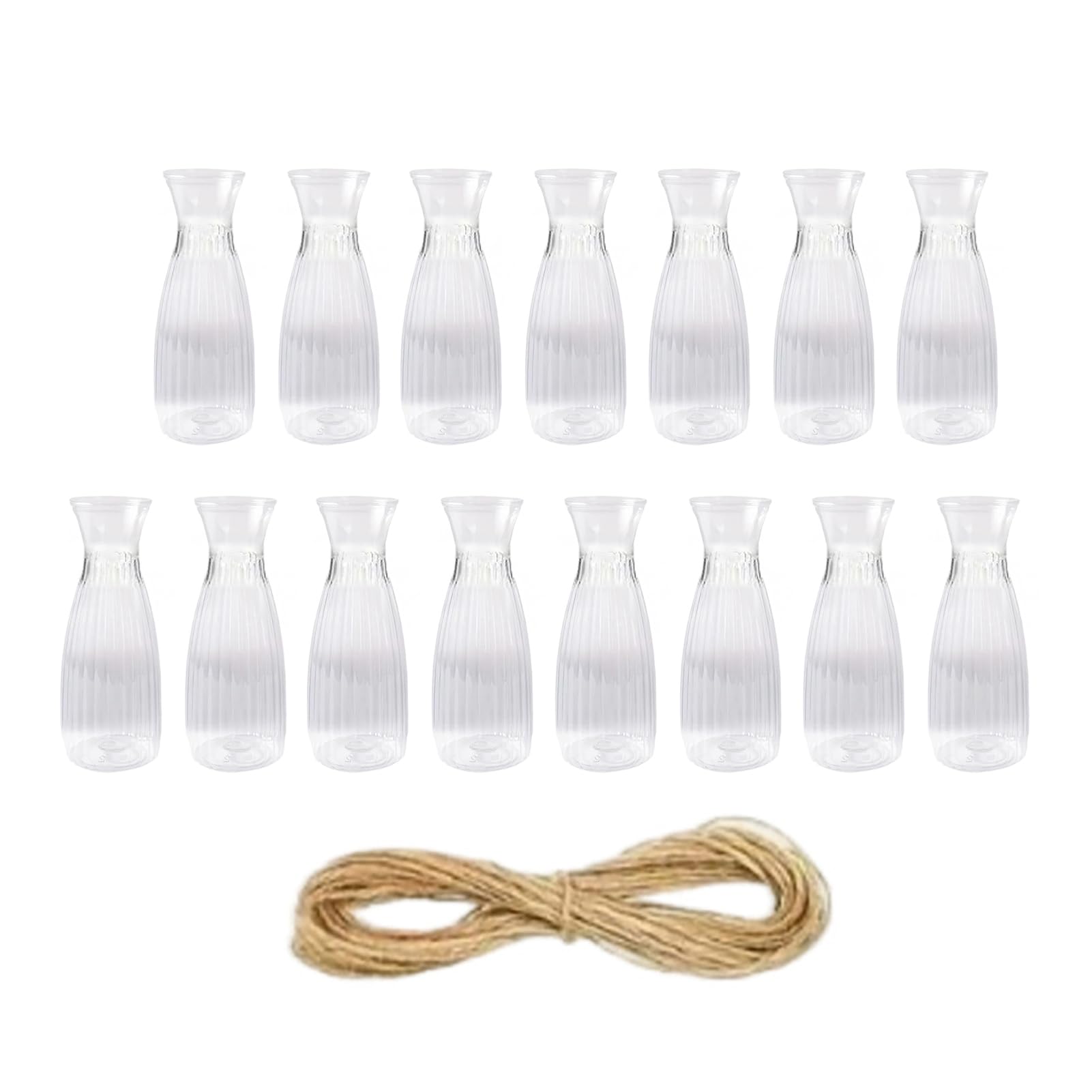 Quoravel Clear Plastic Bud Vase, Small Transparent Vase for Flowers, Modern Table Centerpiece for Wedding Dining Home Decor 15pcs