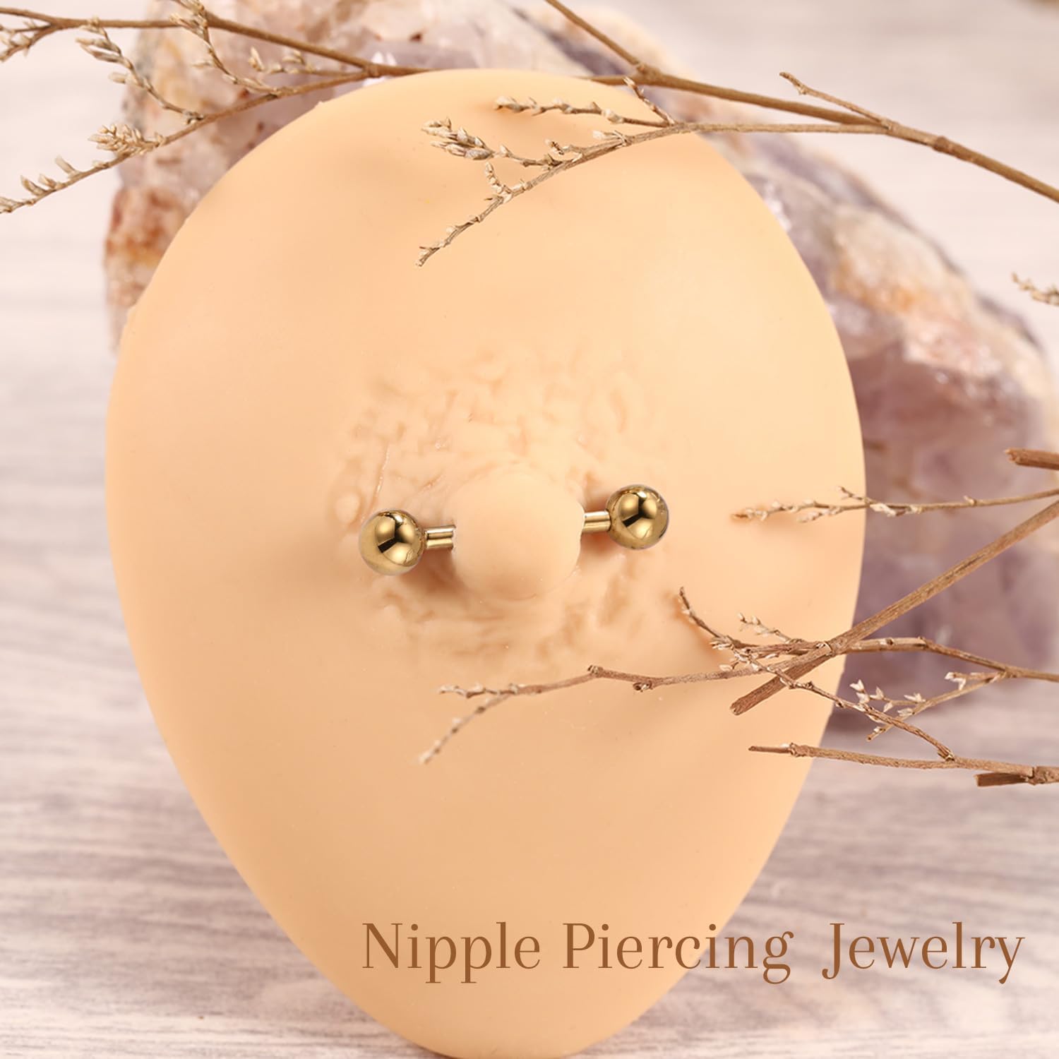 AROWRO Nipple Piercing Jewelry G23 Titanium Nipple Rings Tongue Rings Nipple Bar 14G Internally Threaded Straight Barbells Bridge Piercing Jewelry 12mm-20mm - Image 4