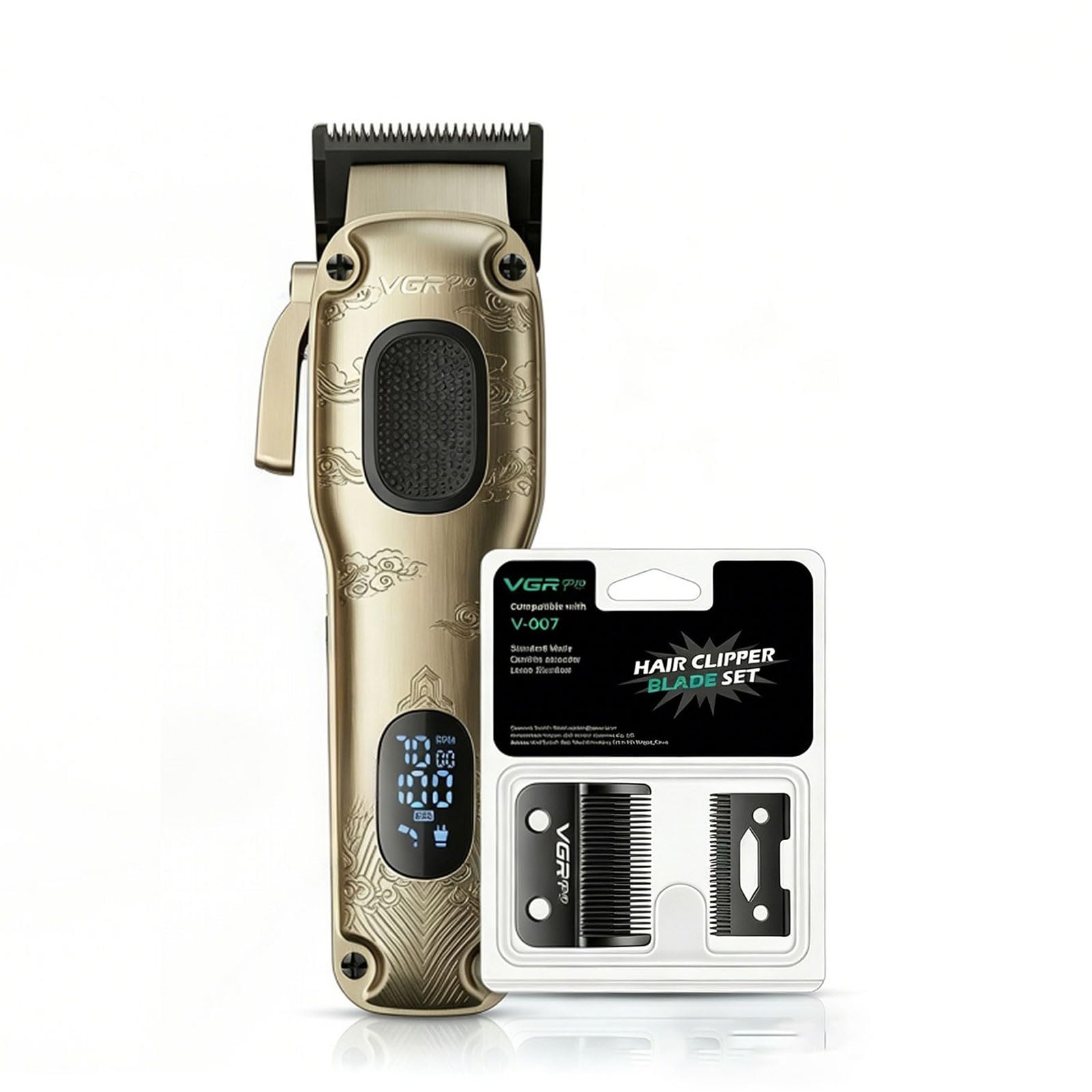 VGRPRO Professioneller Haarschneider und Trimmer für Herren im Bundle mit Ersatzklingenset, 7000 U/min Barber Grooming Kit für Haarschnitte, Barttrimmen, Zuhause und Salon