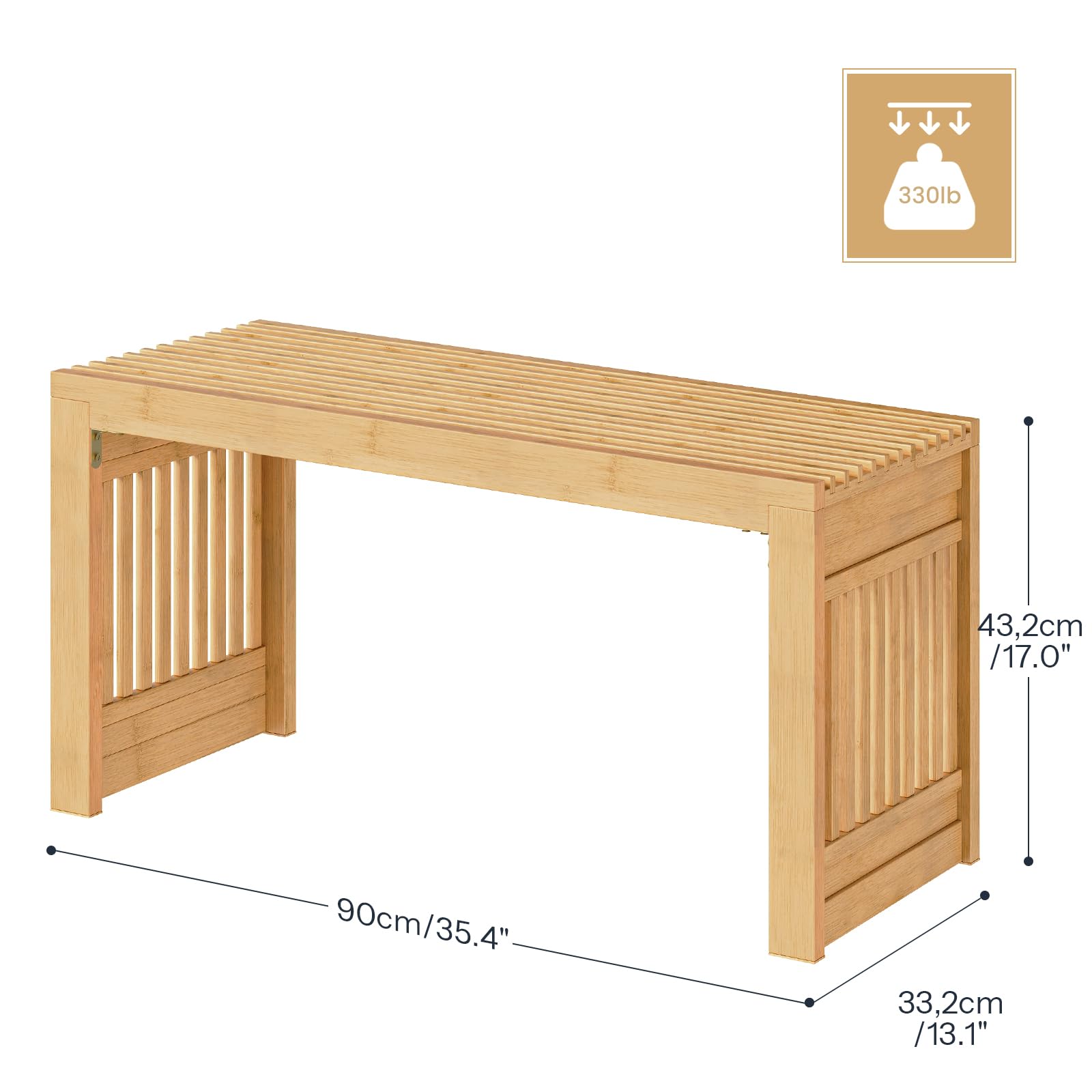 HOOBRO Banc de Salle à Manger en Bambou, Entrée 90 cm, Tabouret de Cuisine pour 2 Personnes, Banc à Chaussures, pour Salle à Manger, Entrée, Chambre, Couleur Bambou EYL16CD01