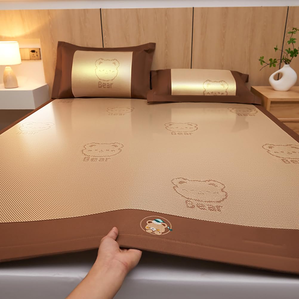 Summer Sleeping Mat, Breathable Cooling Bamboo Sleeping Mat With 2 Pillowcases, Multicolor, Multiple Sizes(D,180 * 200CM)