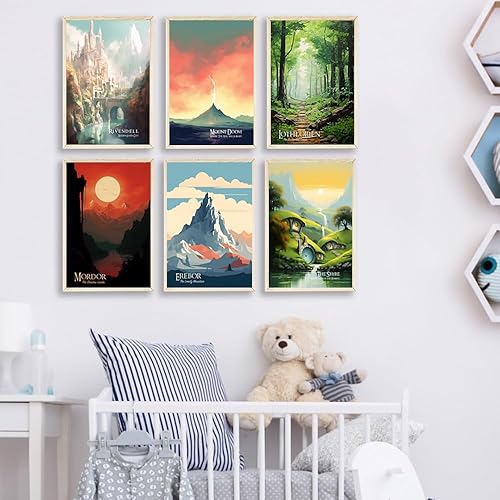 Miniatura 5 de Mordor - Póster vintage de película de viaje de la Tierra Media, kit de collage de carteles de paisaje de la Tierra Media, impresión en lienzo,