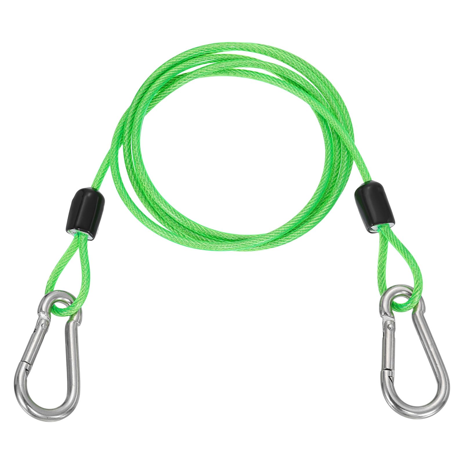 PATIKIL 1m Security Steel Cable with Snap Hook, 1Pcs PVC Coated Flexible Double Loop Wire Rope Bike Cable Lock Security Chain for Outdoor Travel Luggage, Clear Green