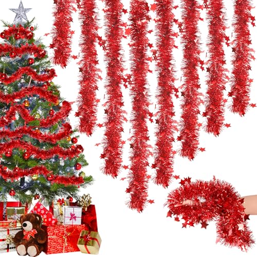 Lametta Weihnachtsbaum, 8PCS×2M Weihnachtsgirlande Lametta Girlande...