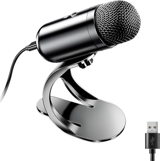 LIANGSTAR USB Computer Microphone, Podcast Mic Desktop with Mute Button for Recording Streaming, Omnidirectional Condense...