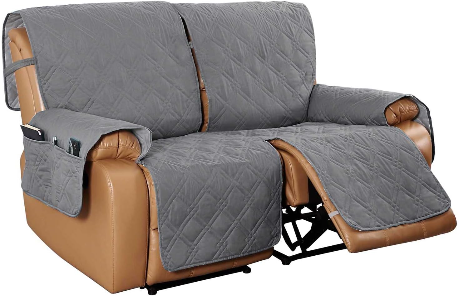 Copripoltrona Impermeabile Per Poltrona Relax - Grigio Con 6 Tasche E Cinghie Antiscivolo