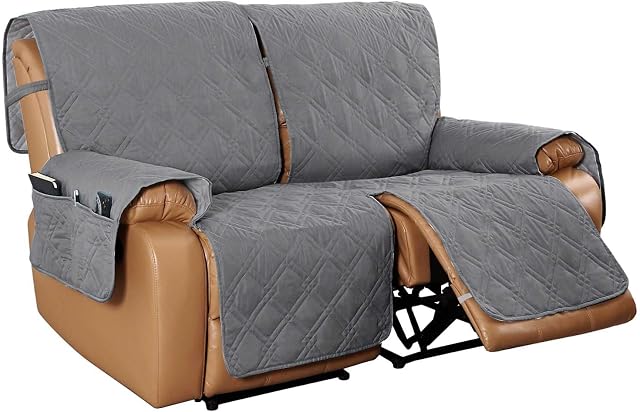 jianyana - Classical Recliner Chair Cover Waterproof and Wear-resistant with Tightening Straps, Sofa Slipcovers Protector, Non-slip Armchair Covers (Gray, 2 Seater)