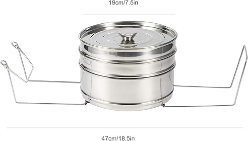 Miniatura 2 de Olla de vapor con mango plegable, apilable de acero inoxidable de 3 niveles, juego de ollas a presión para cocinar alimentos