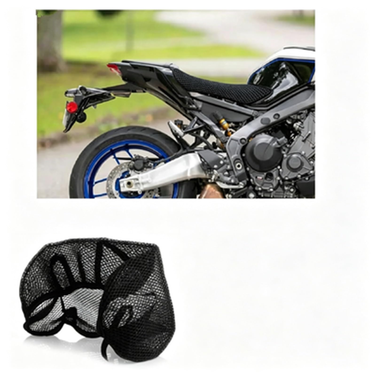 Coprisedile Per Moto Per YAMAHA MT 09 MT-09 MT09 2024-2025 coprisella | Sella in tessuto a rete di nylon con cuscino di protezione in rete a nido d'ape con flusso d'aria