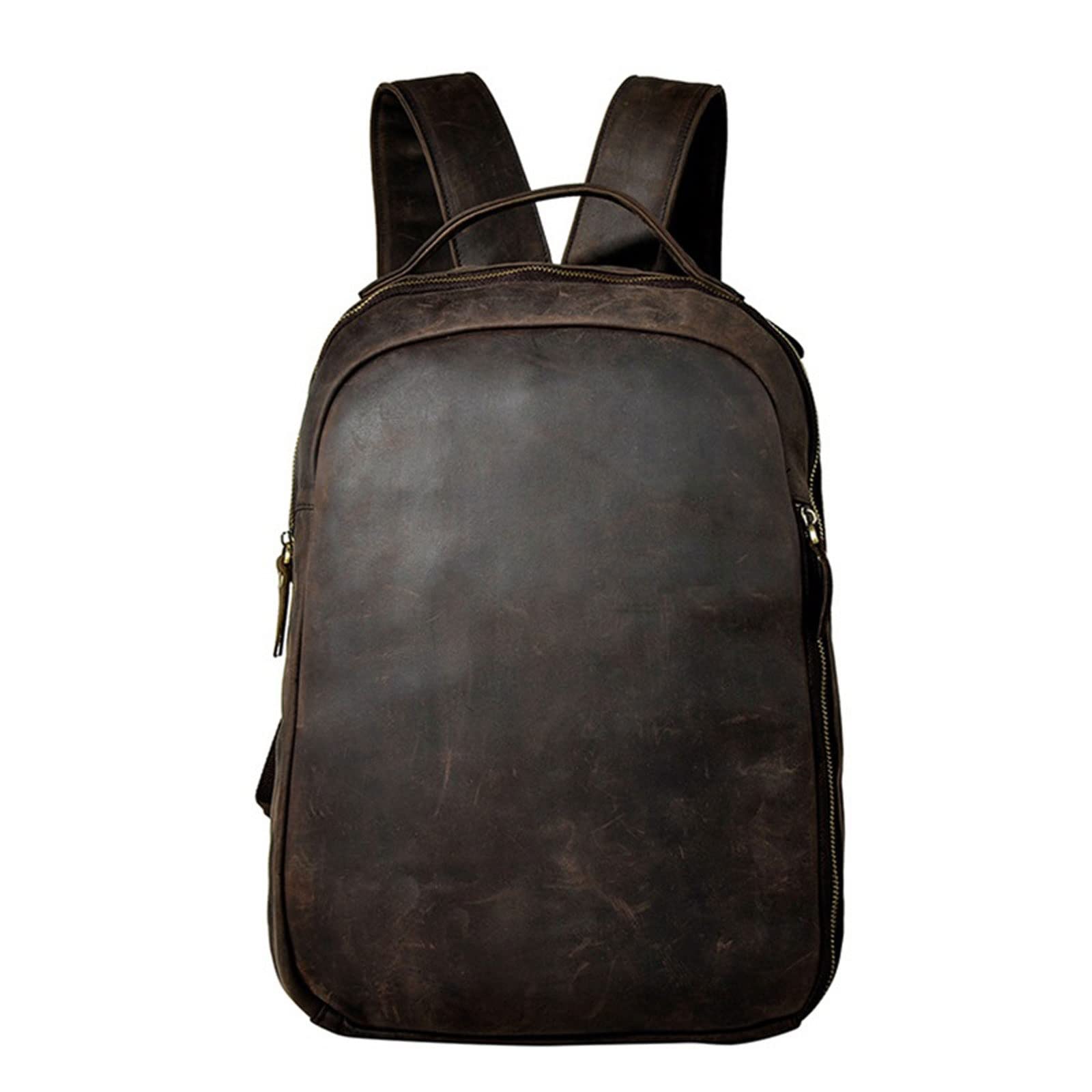 Sac à dos pour homme en cuir véritable de vachette de haute qualité avec détails métalliques