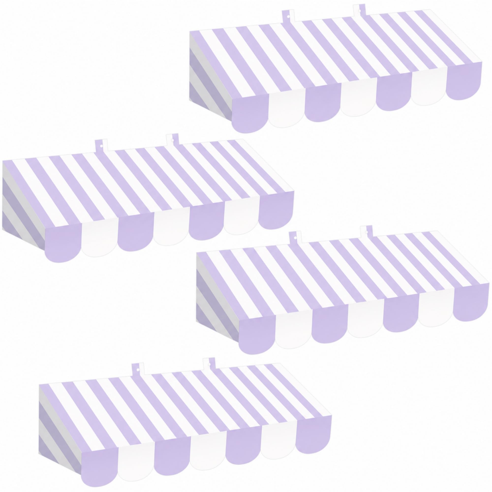 Tallew 4 Pcs 3D Cardboard Awning Wall Decor, Stripe, Purple White