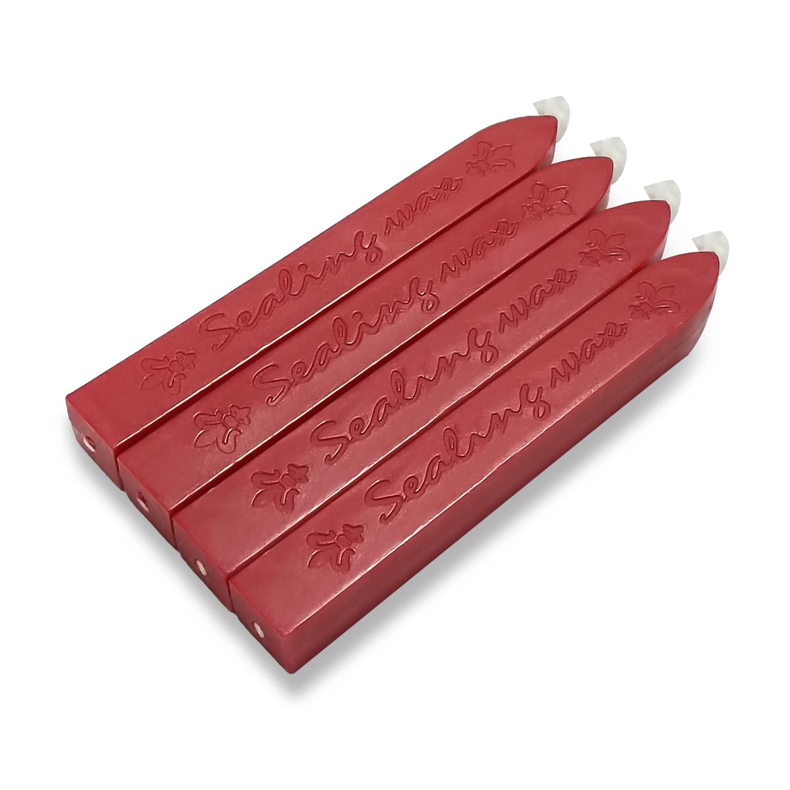 4 unidades de cera de sellado retro, barras de cera con mechas, sello de cera para sellos y cartas vintage, paquete (rojo)