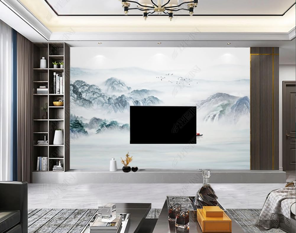 Papier peint intissé style chinois panoramique pour habiller un mur de restaurant
