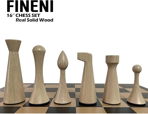 Miniatura 9 de FINENI Lujoso juego de ajedrez real de madera maciza de color oscuro de 16 pulgadas. Juegos de tablero de ajedrez duraderos hechos a mano con