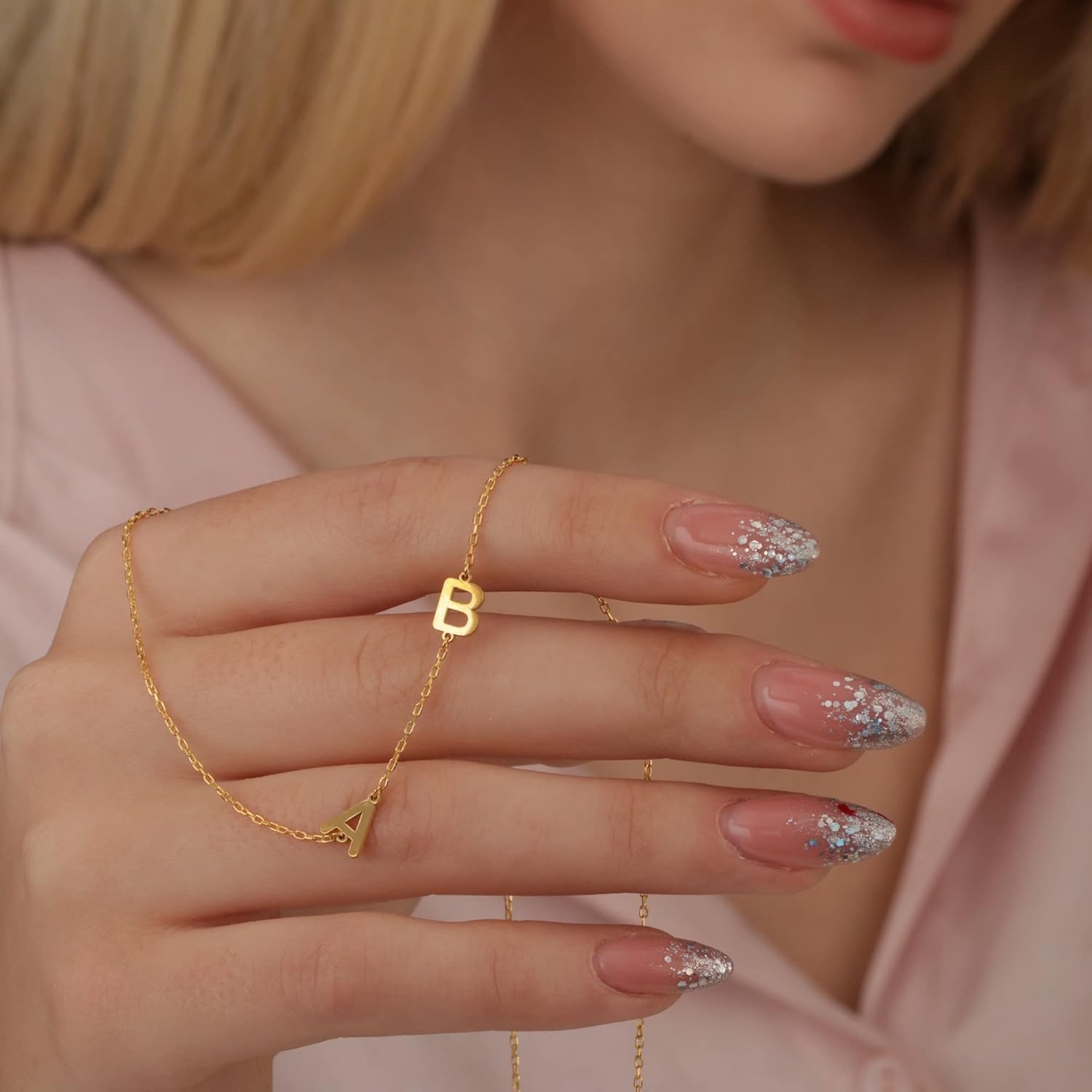 14k Solid Gold Sideways Initial Necklace, Custom Made Alphabet Jewelry for Women, Perfect for Daily Wear or Special Occasions, Ideal Gift for Girls