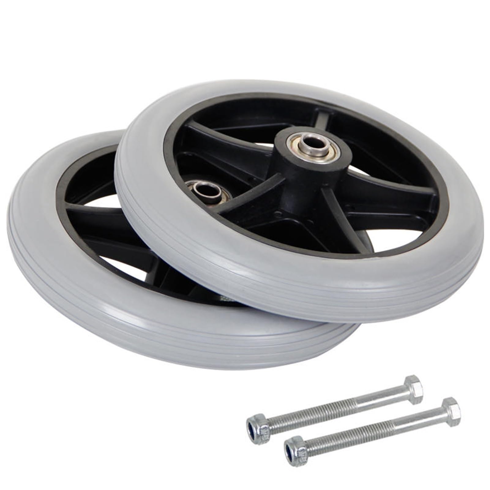 Graue Rollstuhl-Vorderräder, Rollstuhl-Ersatz-Vorderräder, für den Ersatz manueller Rollstuhl-Räder (Größe: 200 mm/8 Zoll)