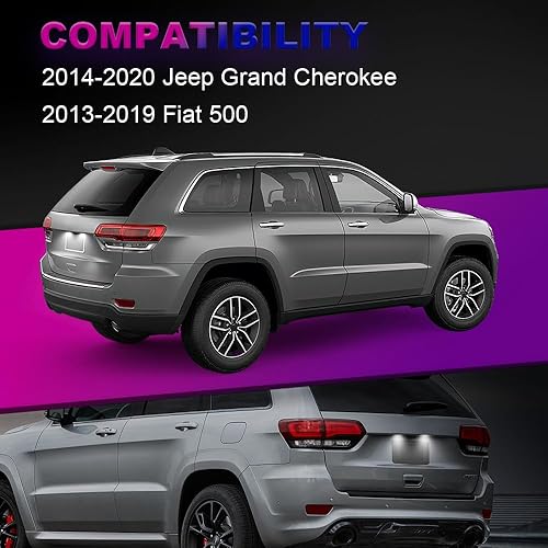 Miniatura 3 de Conjunto de 2 lámparas LED para placa de matrícula para Jeep Grand Cherokee 2014 2015 2016 2017 2018 2019 2020 Fiat 500 2013-2019 Super brillante