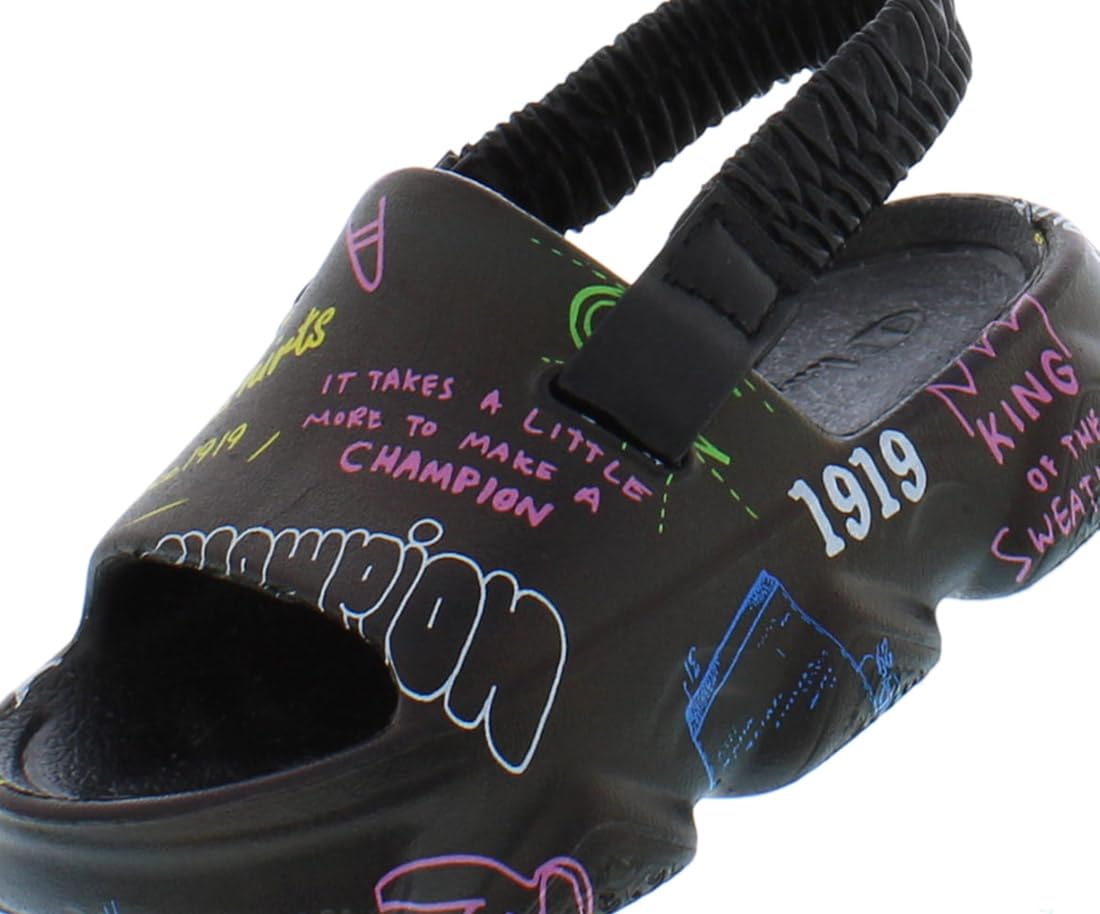 Champion Meloso Squish Doodle Slide Infant/Toddler Shoes Size 10, Color: Black/Multicolored-Black