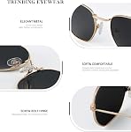 KALIYADI Hexagon Sunglasses For Women Men Polarized, Square Sunglasses For Womens Sun Glasses UV Protection Metal Frame