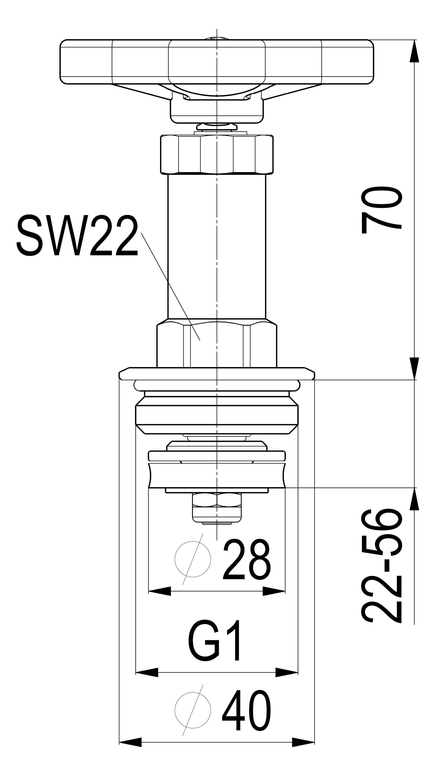 JS FETTKAMMER-OT F.FREISTROMVENT. DIN3502,N.ST.SP.,DN25,1",PTFE